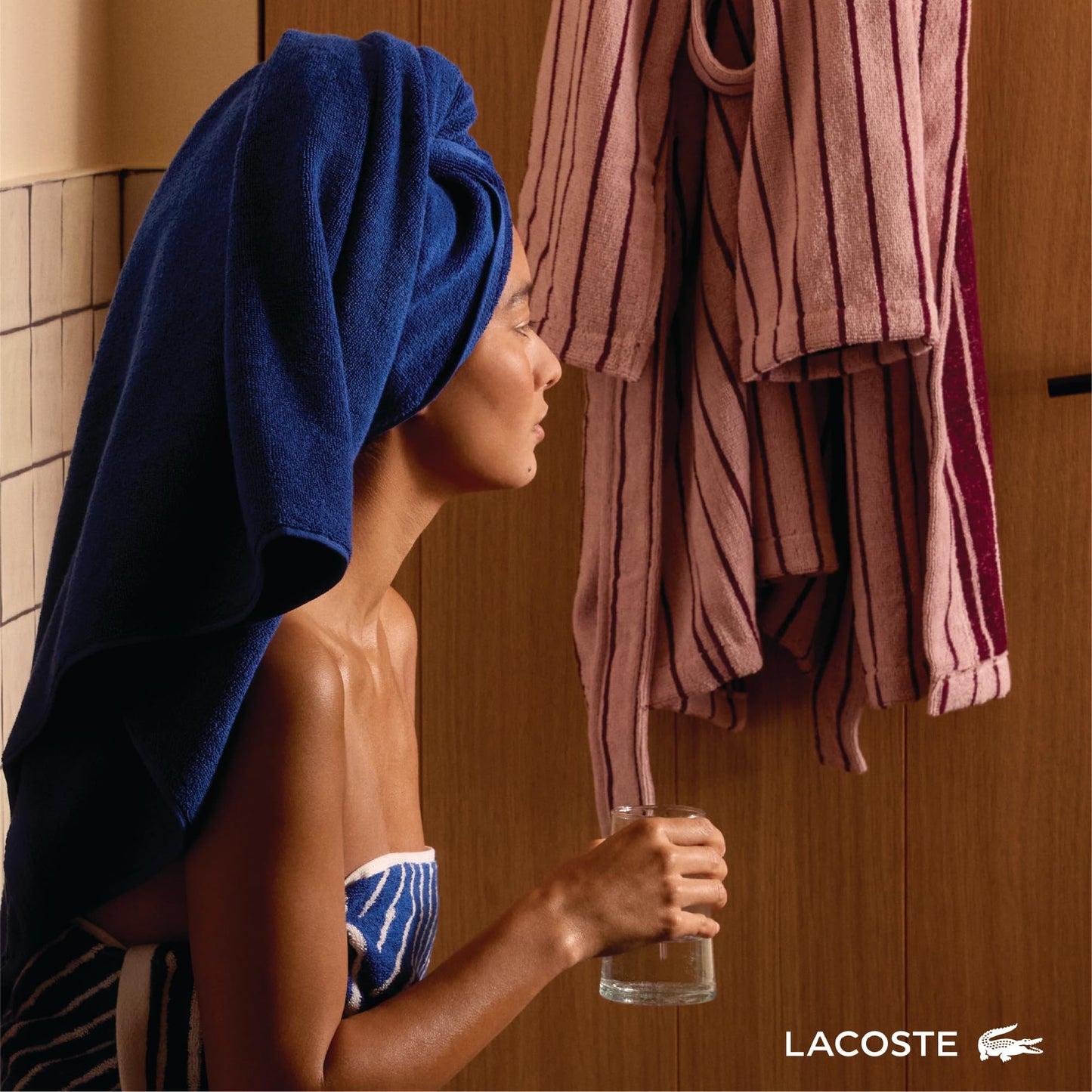 Lacoste Heritage Anti-Microbial Supima Cotton Hand Towel, Magenta, 16" x 30" – Absorbent & Quick Drying, Premium Super Soft Bath Towel, Bathroom Essential, Gift for All Occasions, Machine Washable