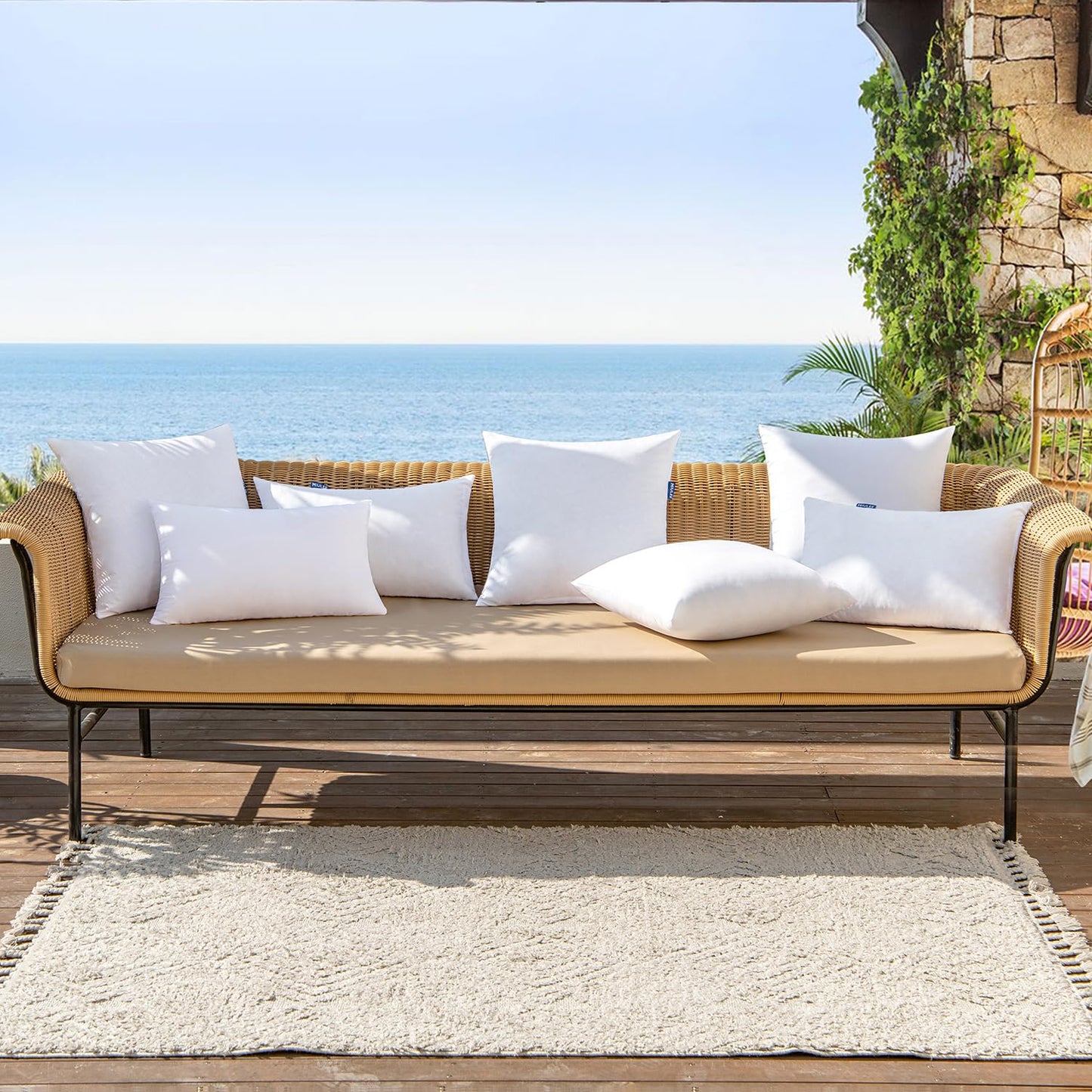 MIULEE Pack of 4 20x20 Outdoor Pillow Inserts, Water-Resistant Throw Pillow Inserts Decorative Premium Square Pillow Stuffer Sham for Porch Swing Couch Sofa Cushion Patio Furniture