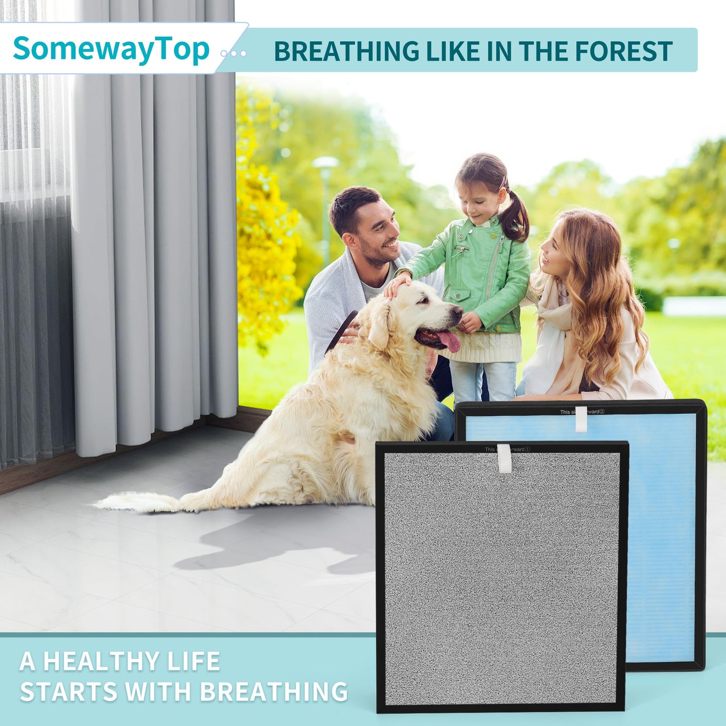 [2 SETS] HSP001 Air Replacement Filter Set Compatible with HSP001 Air Filters True Air Clenaer for Home, H13 HEPA, HEPA Pre-filter,Carbon and Pre-filter 4