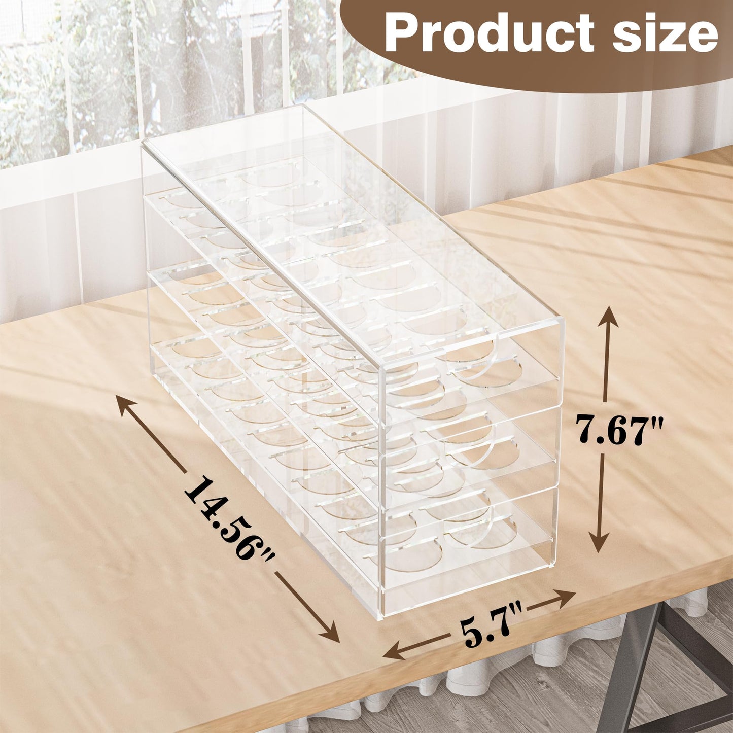 BXINREDA Acrylic Coffee Pod Organizer for Nespresso Vertuo Pod Holder 60 Pods Clear Vertuo Pod Storage Drawer (3 Tier)