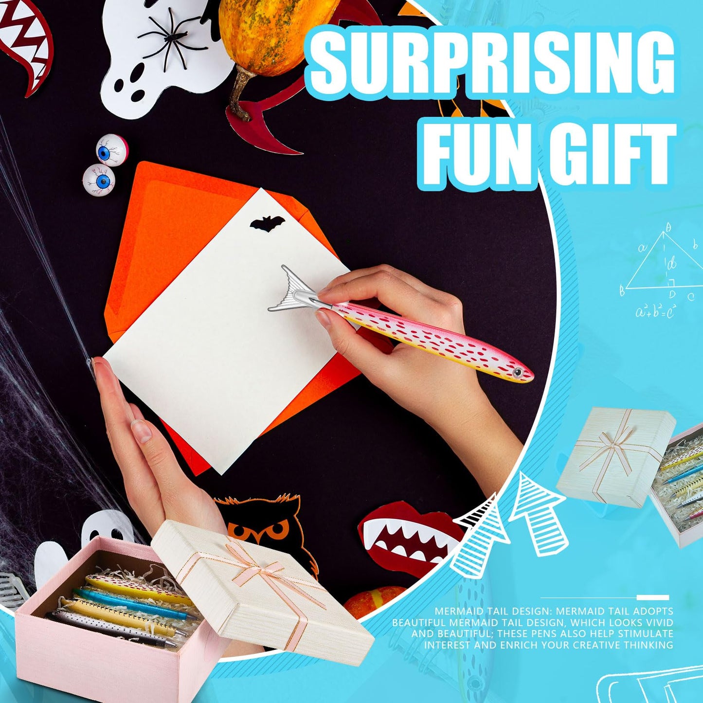 Outus Fish Ballpoint Pens Novelty Kawaii Fish Pens 0.7 mm Black Ink Writing Ballpoint Bulk Realistic Fishing Decoration for School Office Student Gift Birthday Ocean Sea Themed Party Favors(50 Pieces)