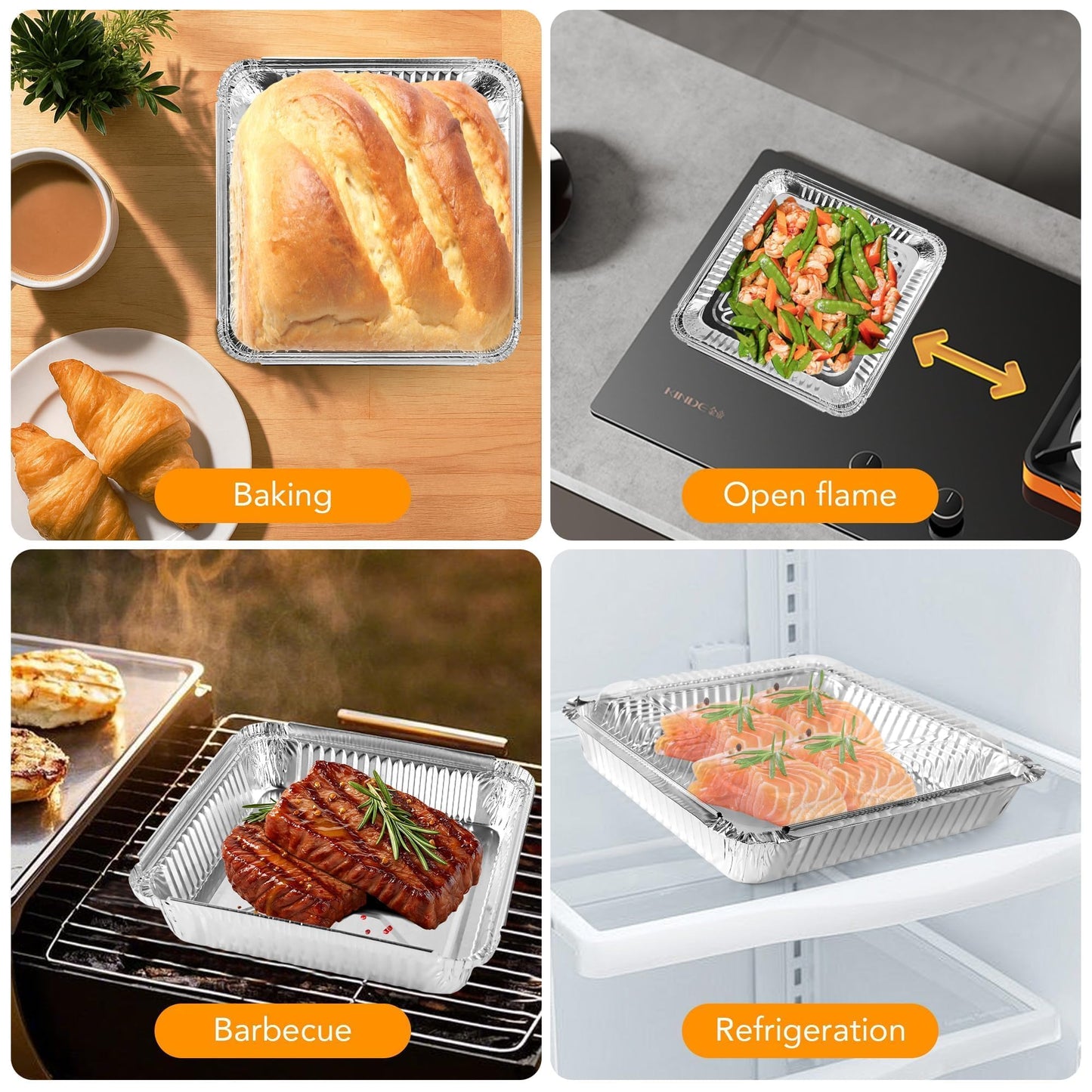 Benestanti 40 Pack 8x8 Inch Aluminum Pans with Clear Plastic Lids - Square Baking Cake Pans - Foil Pans with Lids - Disposable Food Containers Great for Cooking, Heating, Storing, Prepping Food