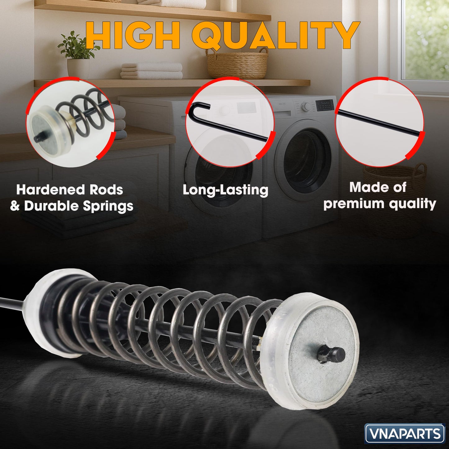 VNAPARTS 26.8 inch Washer Suspension Rod Kit for Whirlpool WTW4655JW0 WTW4655JW1 WTW4655JW2 WTW4850HW0 WTW4850HW1 WTW4850HW2 WTW4855HW1 WTW4850HW3 WTW4855HW0 WTW4855HW2 Top Loader Washing Machine