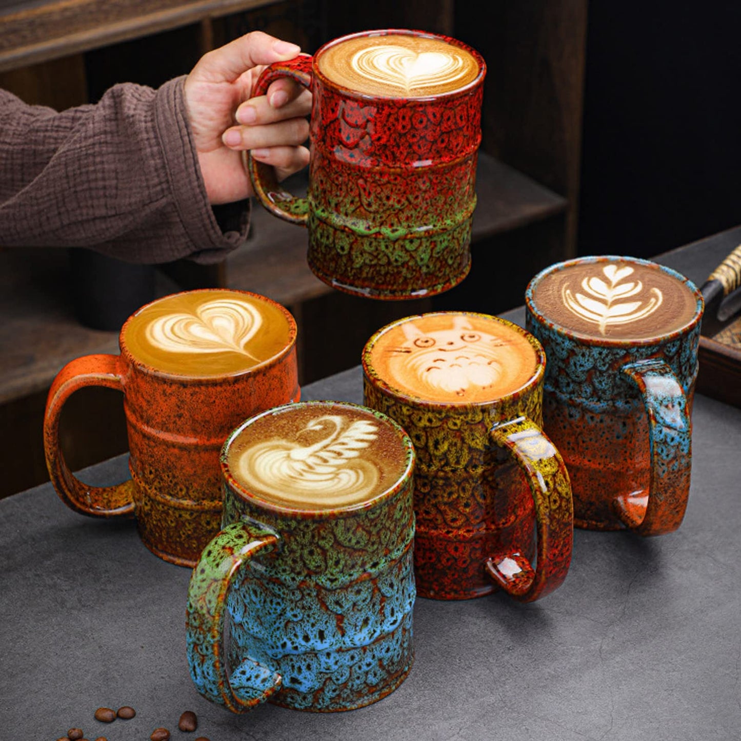 LGQ Coffee Mug,20 Oz Coffee Cups Ceramic Tea Cup Large Coffee Mug for Office and Home - Dishwasher and Microwave Safe Novelty Coffee Mug(4,Multicolour-4pcs)