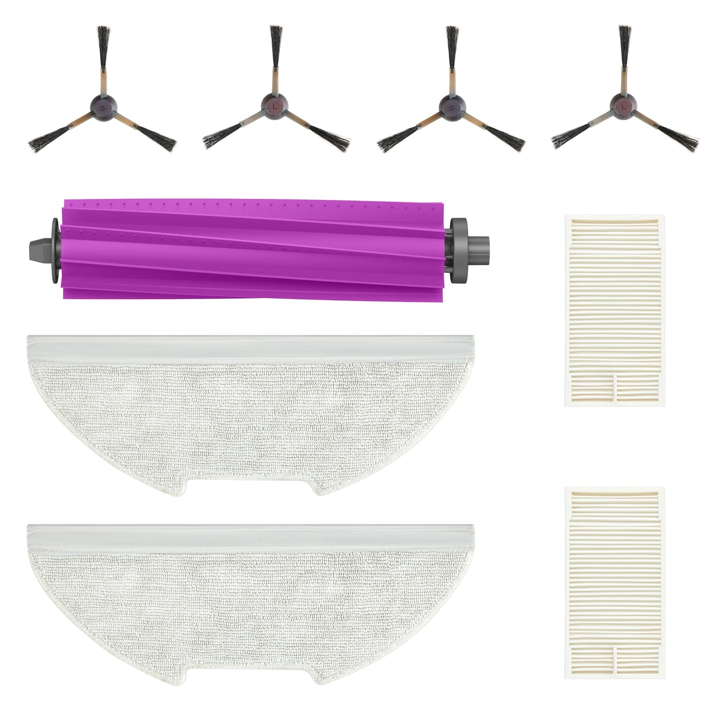 Eureka Authentic Replacement Parts Accessories Compatible for E20 Plus Robot Vacuum Cleaner, Replacement Kit Include: 1 Roller Brush + 2 HEPA Filter + 4 Edge-Sweeping Brush + 2 Mop Pad