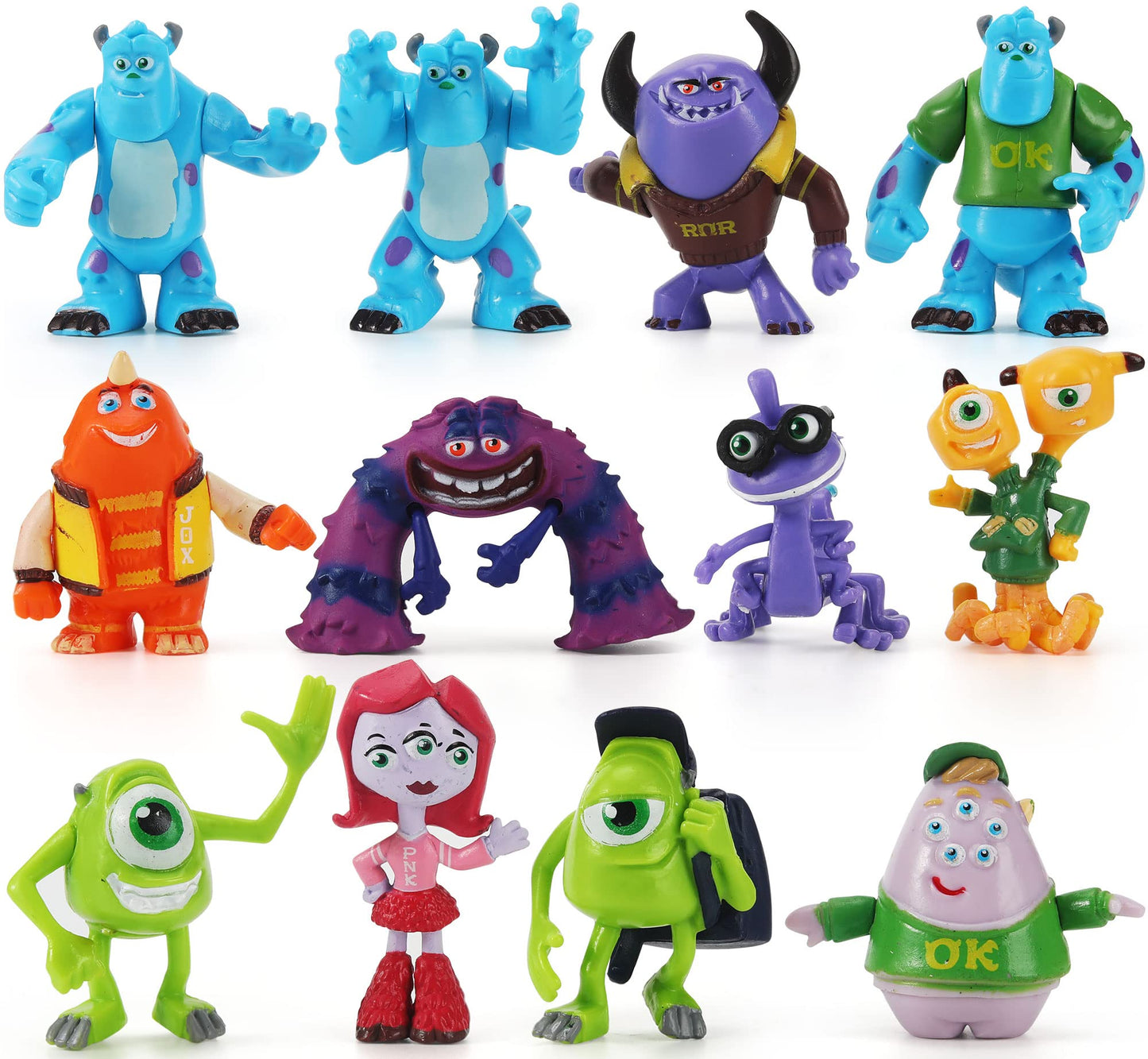 12Pcs Monsters Cake Toppers Set, Figures Toys Cupcake Toppers for Cake Decorations Party Favor, 1-4 inches