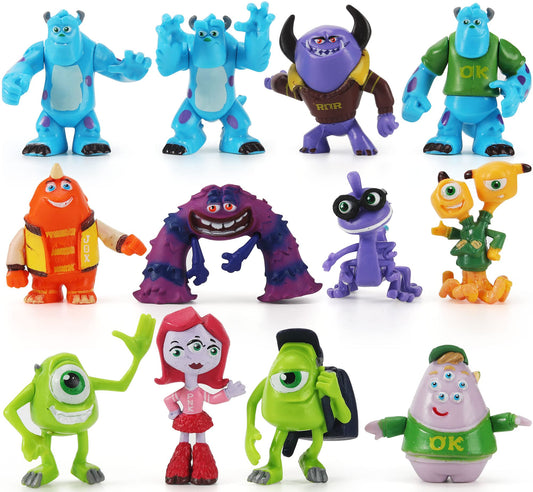 12Pcs Monsters Cake Toppers Set, Figures Toys Cupcake Toppers for Cake Decorations Party Favor, 1-4 inches