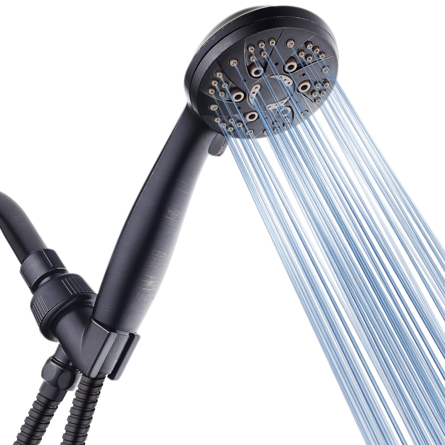 AquaDance High Pressure 6-Setting Oil Rubbed Bronze Handheld Shower Head with Stainless Steel Hose. Officially Independently Tested to Meet Strict US Quality & Performance Standards!