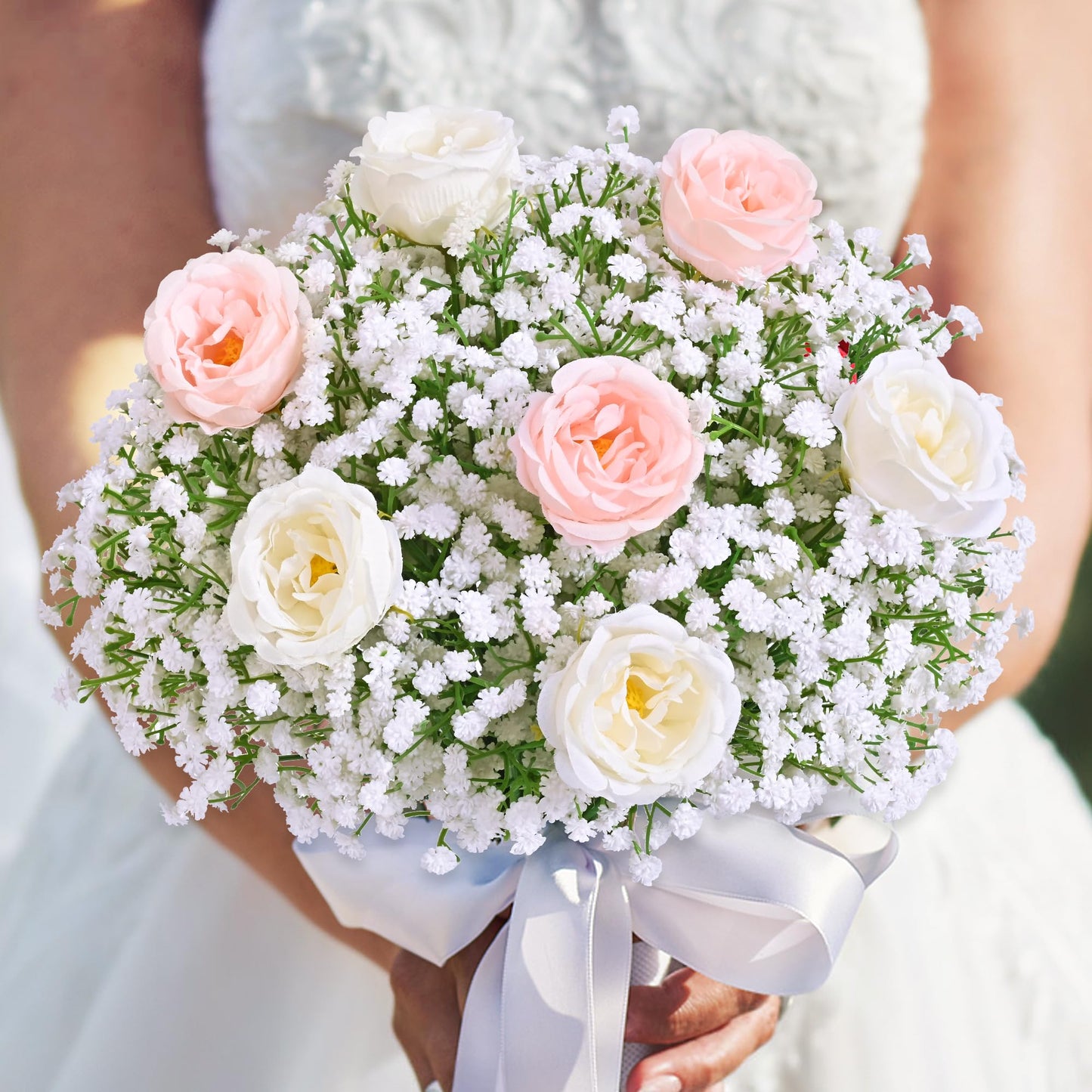 MARTINE MALL 36 Pcs Babys Breath Artificial Flowers, White Baby Breath Flowers Artificial Bulk Real Touch Fake Babys Breath Flowers Faux Gypsophila for Wedding Party Home Floral Arrangement Decor