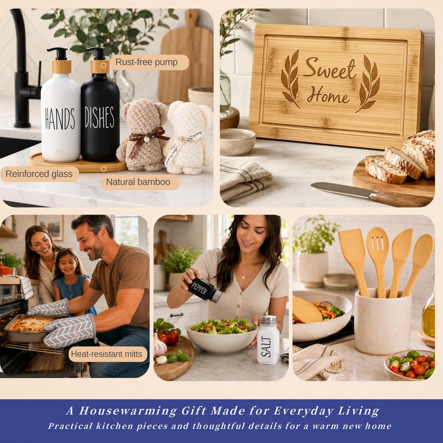 Housewarming Gifts New Home Basket，21-Piece Including Cutting Board, Handwashing Set, and Aromatherapy – Ideal for Housewarming Gift for Couples, New Home Families, and Closing Gifts for Home Buyers