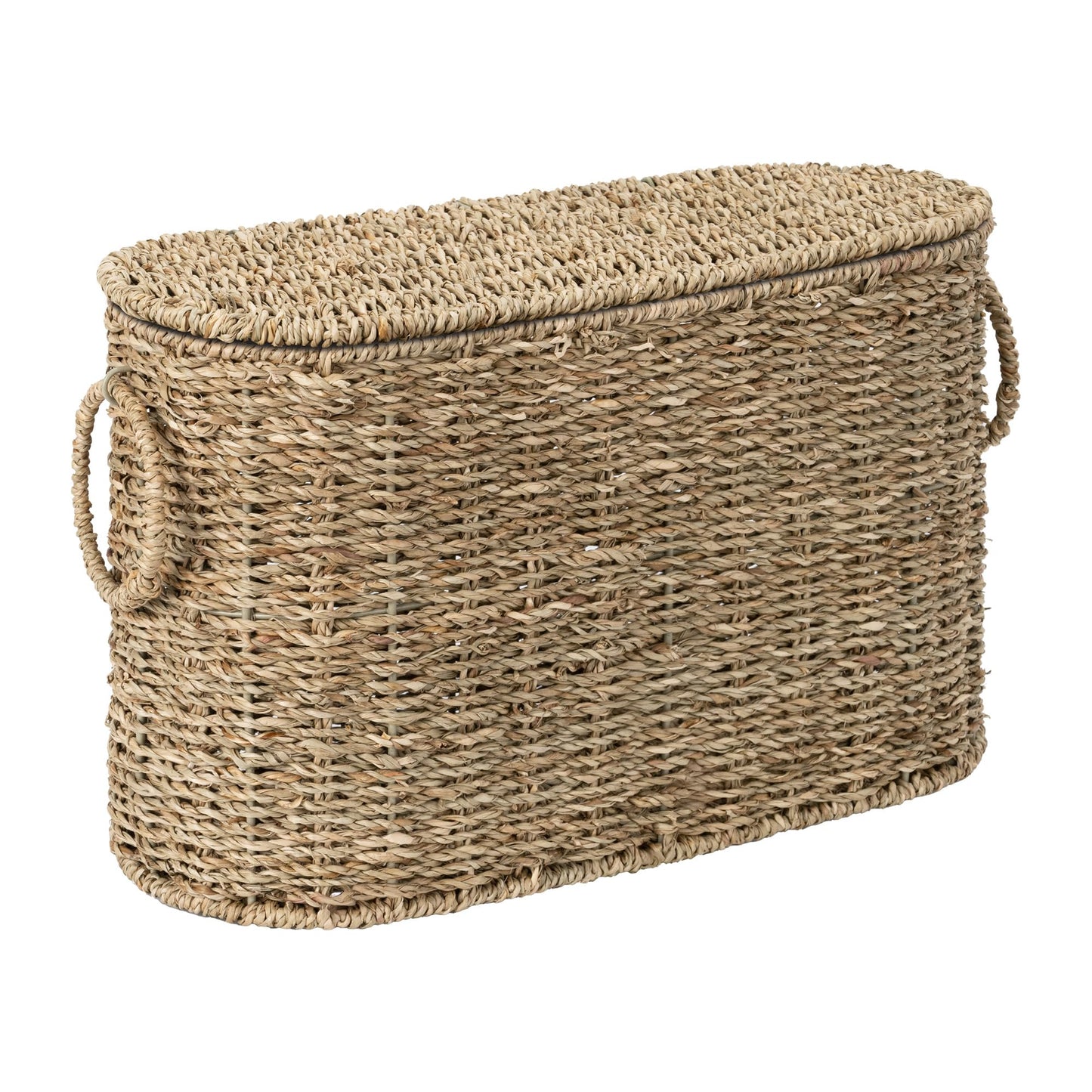 StorageWorks Toilet Paper Storage with Lid, Toilet Paper Storage Holder for 6 Regular Rolls, Wicker Basket for Bathroom, Natural Seagrass
