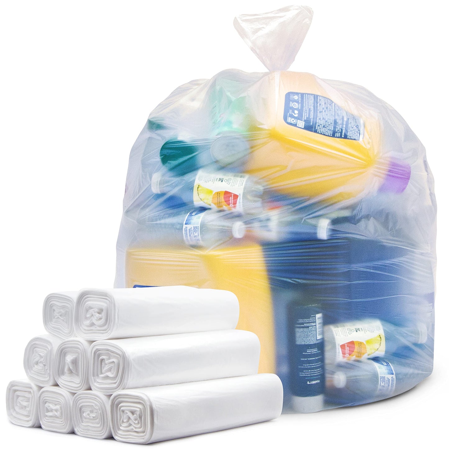 Tasker 30-33 Gallon Clear Trash Bags Heavy Duty (Mega ValuePack 250 Bags) Large Plastic Bags, Great for Recycling 30 Gallon - 32 Gallon - 35 Gallon. Clear Large Trash Bags