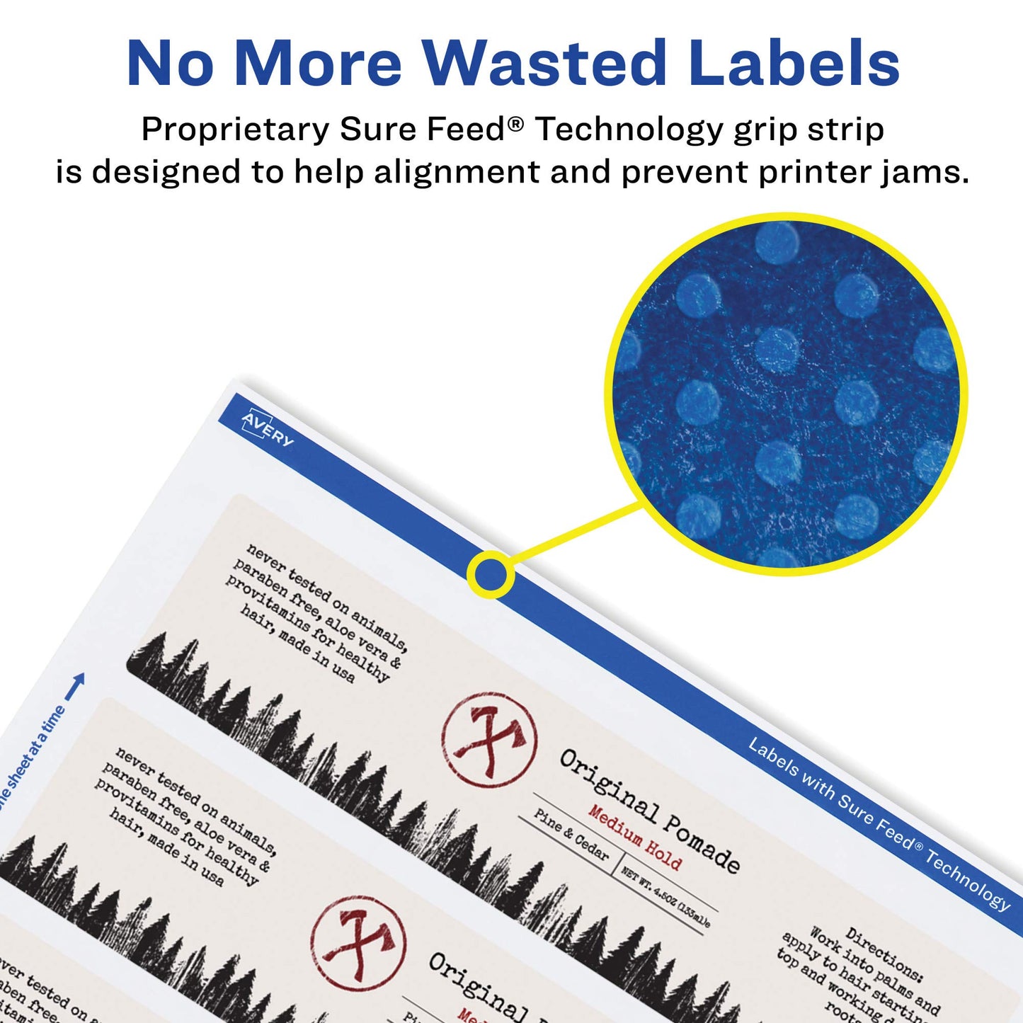 Avery Matte White Rectangle Labels, Sure Feed Technology, 3" x 7", 150 Matte White Printable Labels