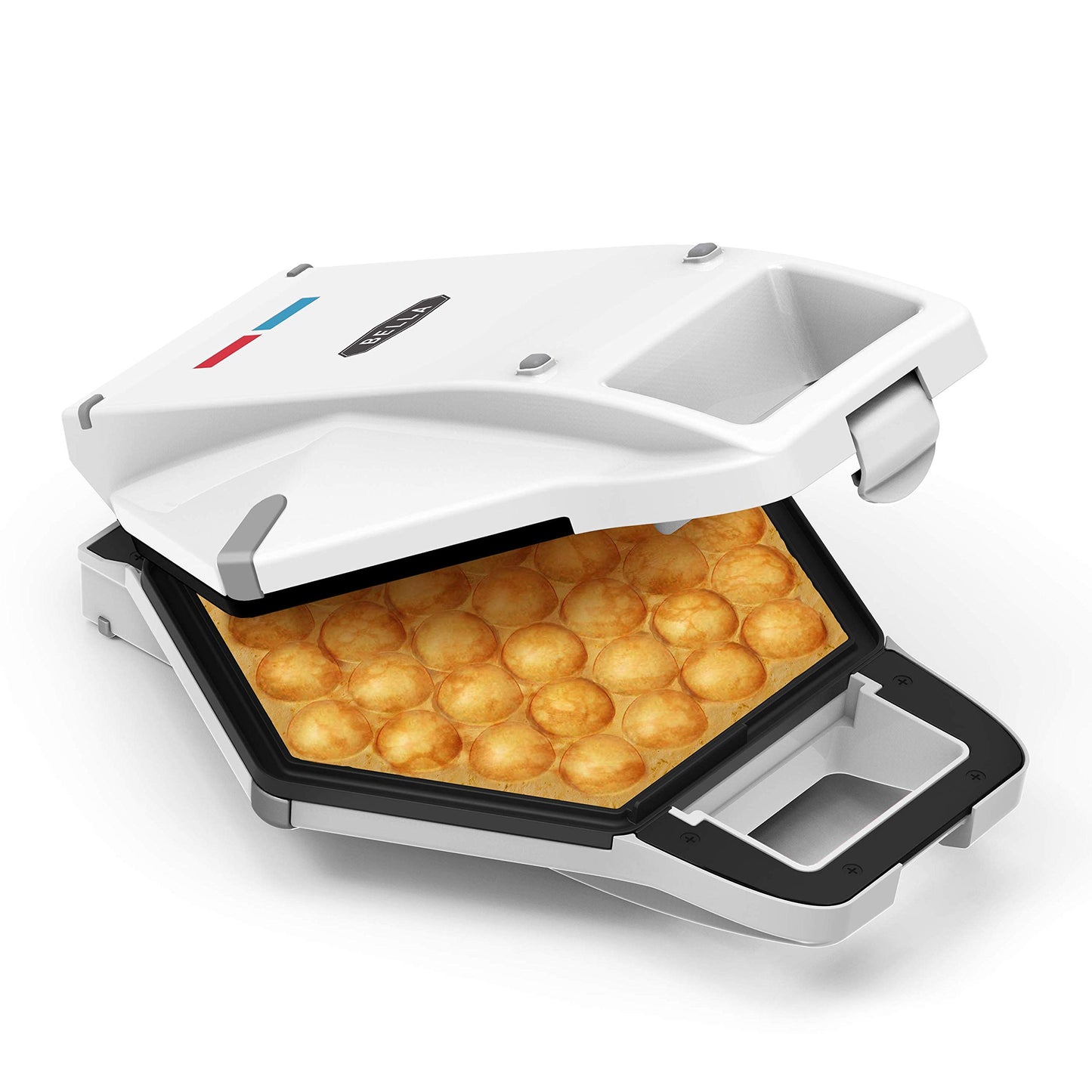 bella Bubble Waffle Maker for Hong Kong Style Breakfast Dessert 9" Waffles, Keto Chaffles Iron with Non-stick PFOA Free Iron Plates for Easy Cleaning and Food Release, Cone Rack Included, White