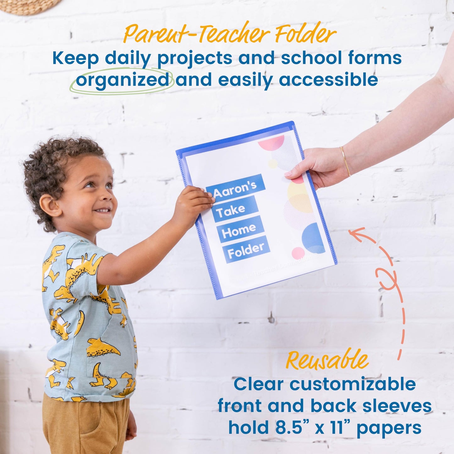 ECR4Kids 2-Pocket Parent-Teacher Classroom Communication Folder, School Supplies, Blue, 36-Piece