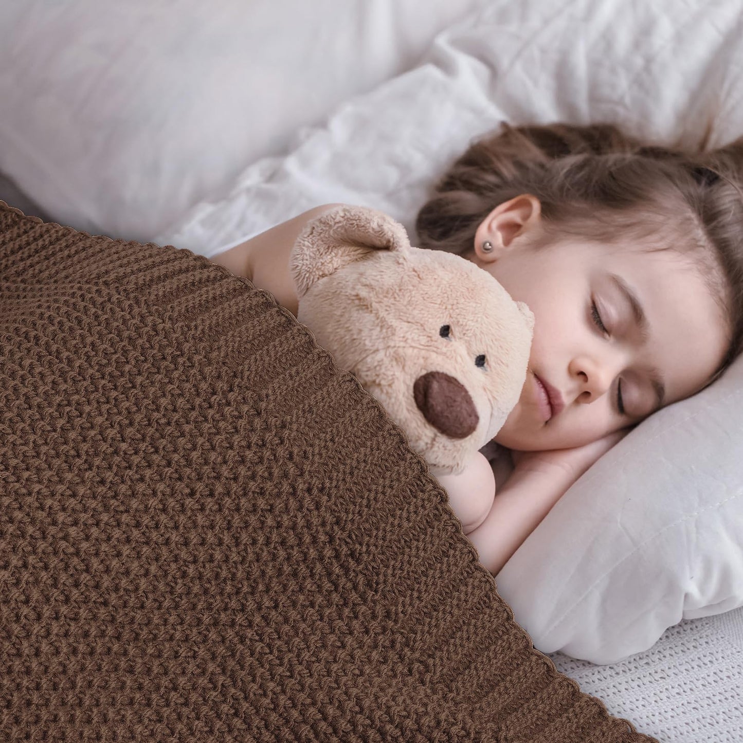 CozeCube Brown Throw Blanket for Couch, Soft Cozy Cable Knit Throw for Bed Sofa Living Room, Lightweight Warm Decorative Farmhouse Christmas Blanket, 50"x60", Dark Brown