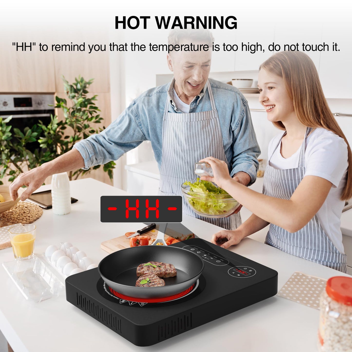 Nafewin Single Burner Electric Cooktop 1800W - 110V Electric Stove Top Burner Portable Stove with LED Touch Control 10 Power Level, Hot Plate with Child Safety Lock, Timer and Overheat protection