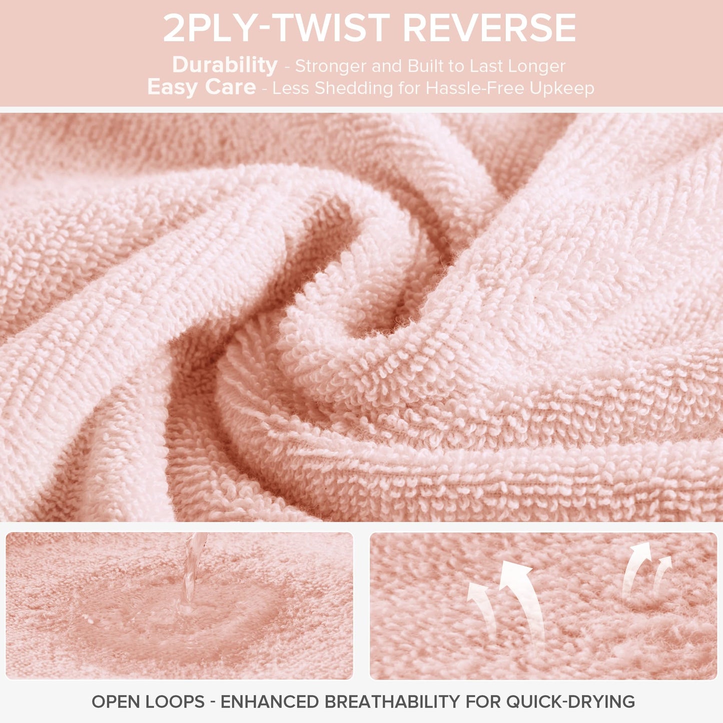 Comfort Spaces Towel Set for Bathroom 12 Piece Luxury Bath Towel Set 4 Hand Towel for Bathroom 4 Washcloth 4 Large Bath Pink Towel Sets 100% Cotton Quick Dry Towel Zero Twist Soft Lightweight Blush