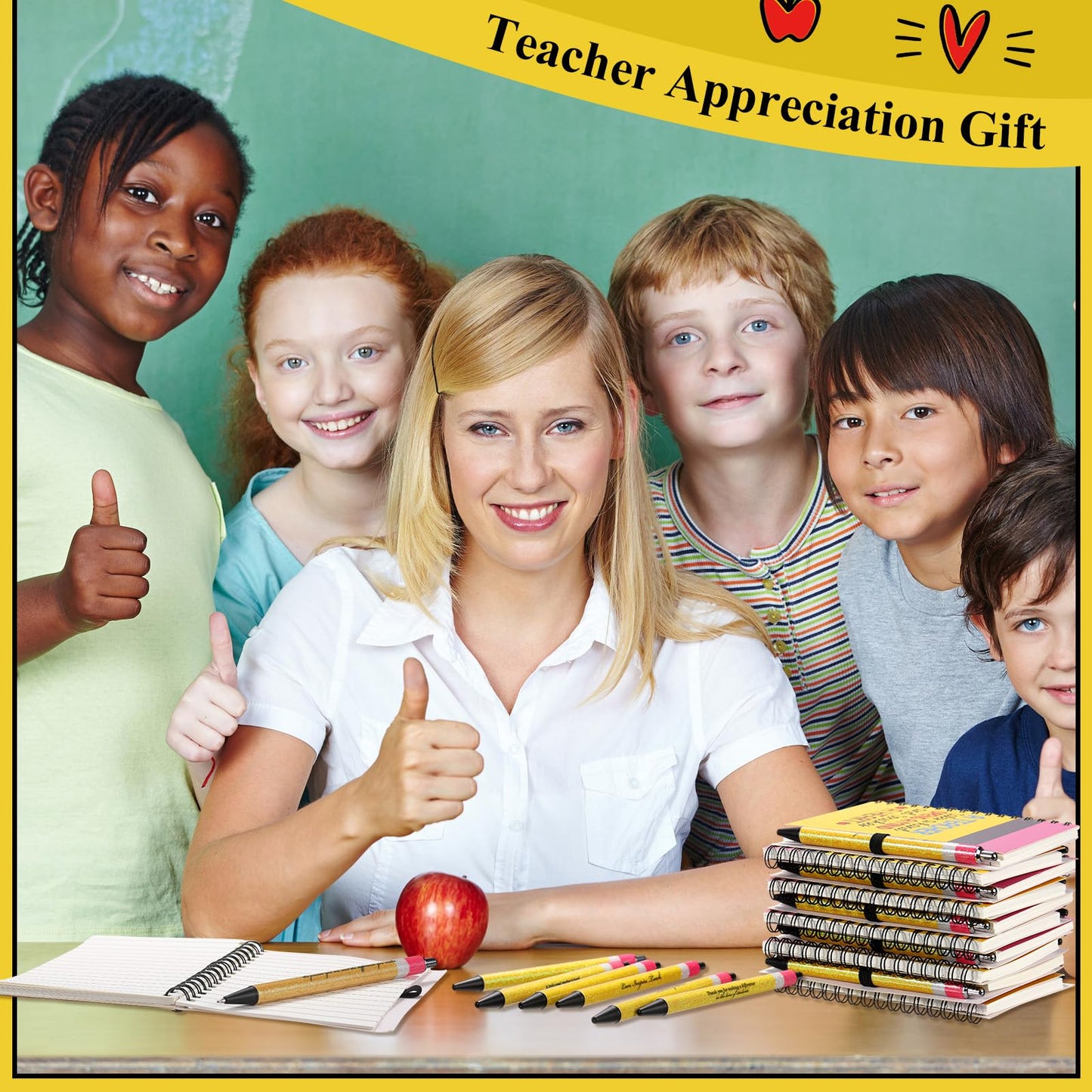 Resurhang 20 Sets Teacher Appreciation Graduation Gifts Bulk, Spiral Notebooks with Glitter Pens, End of Year Teacher Gifts from Student Thank You Gift for Classroom Party Favor, Back to School