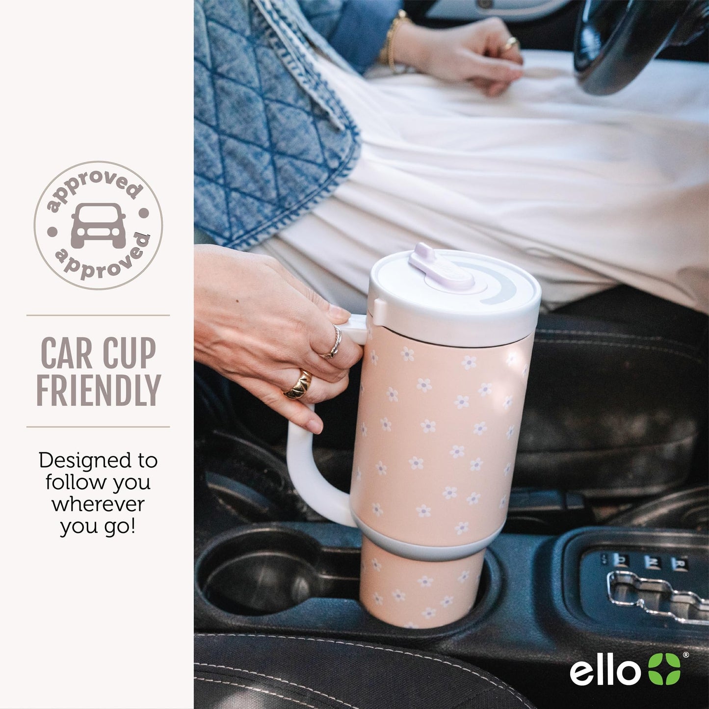 Ello Oasis 40 oz Tumbler with Handle & Retracting Straw | Reusable Insulated Stainless Steel Cup 100% Leakproof | Gifts for Teens Women | Keeps Cold for 24 Hours | Cup Holder Friendly | Main Squeeze