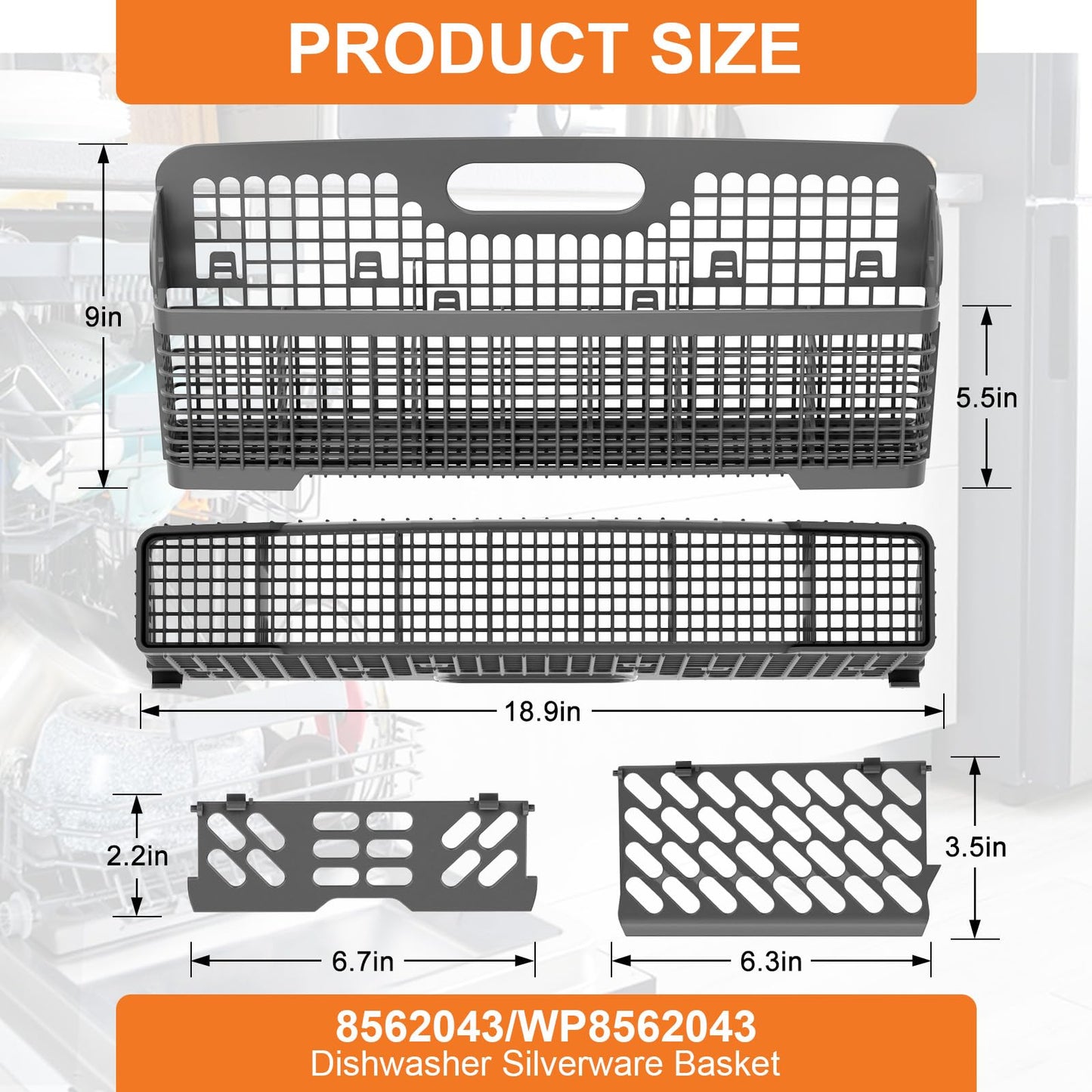 UPGRADED 8562043 WP8562043 Universal Dishwasher Silverware Basket For Kitchenaid Dishwasher Utensil Basket Kitchen Aid Dishwasher Silverware Basket, Whirlpool Dishwasher Basket, Kenmore Utensil Basket