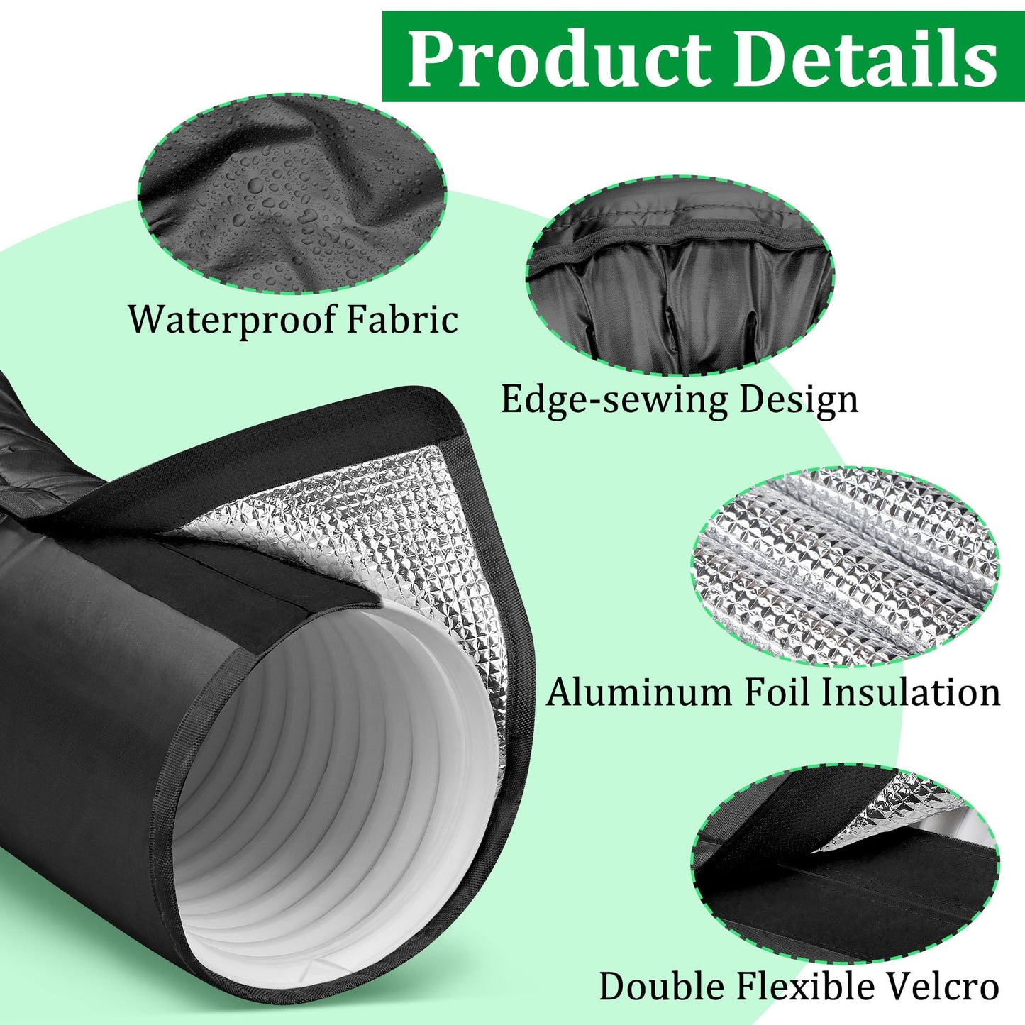 2 Packs Upgraded Portable AC Hose Insulation Sleeve, 3 Layers Insulated Air Conditioner Hose Cover Wrap with Aluminum Foil, Reduce Heat & Improve Cooling Efficiency, Fits 5" & 5.9" Exhaust Hose, Black