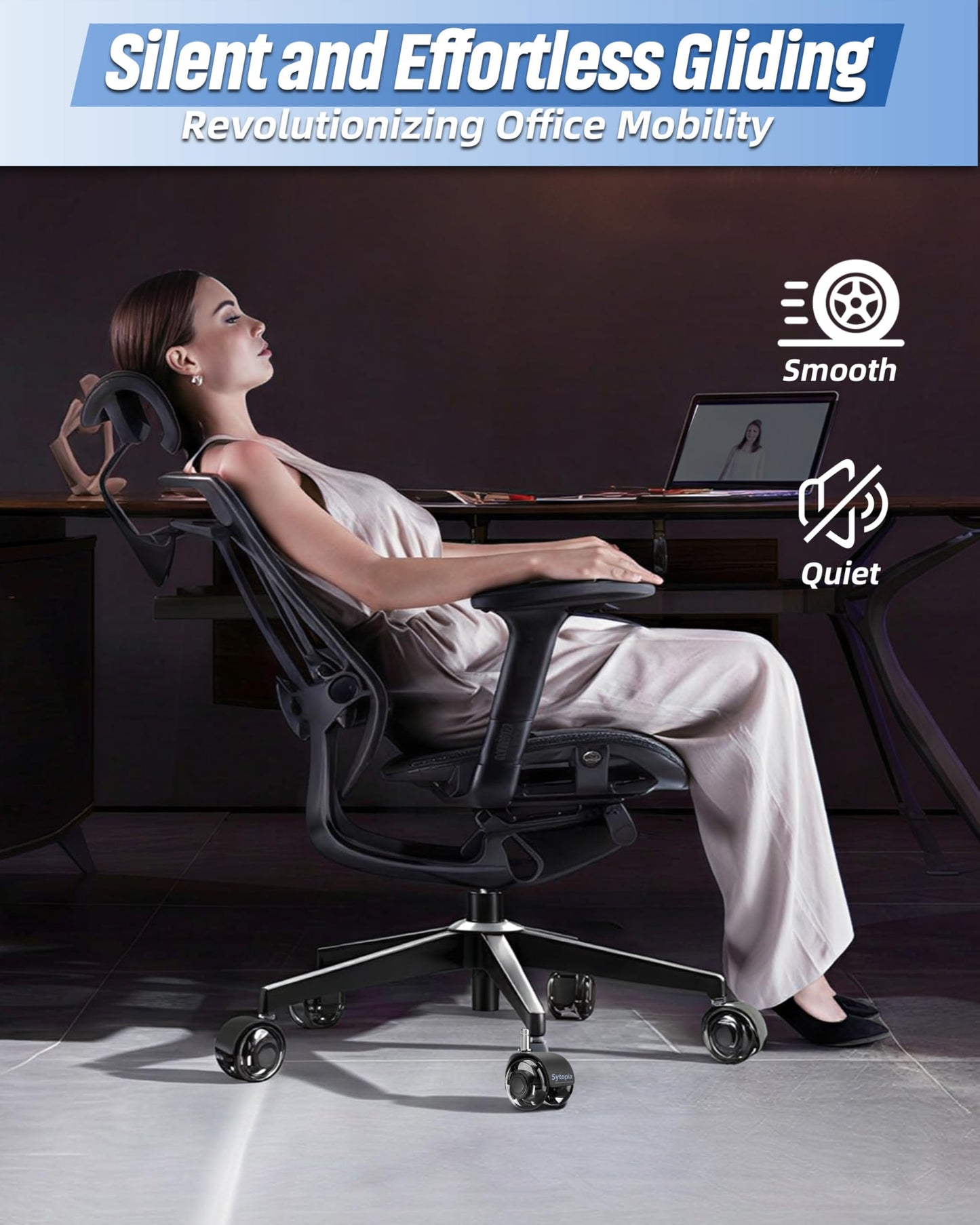 Mastery Mart 28'' Metal Office Chair Base Replacement with 5 Wheels, Heavy-Duty Reinforced Base for Managerial & Executive Chairs, Gaming Wide Chair Legs Computer Desk Chair Base, Black
