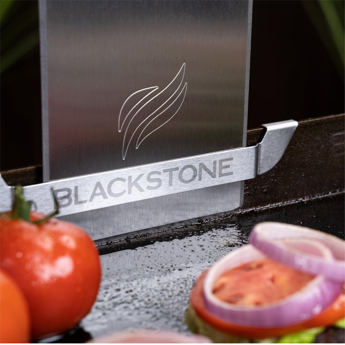BLACKSTONE 5188 Rear Grease Gate, 3 Magentic Hooks and Tool Holder Combo, Flat Top Griddle Accessories, Stainless Steel Barbeque Cooking Utensil Holder and Grease Guard