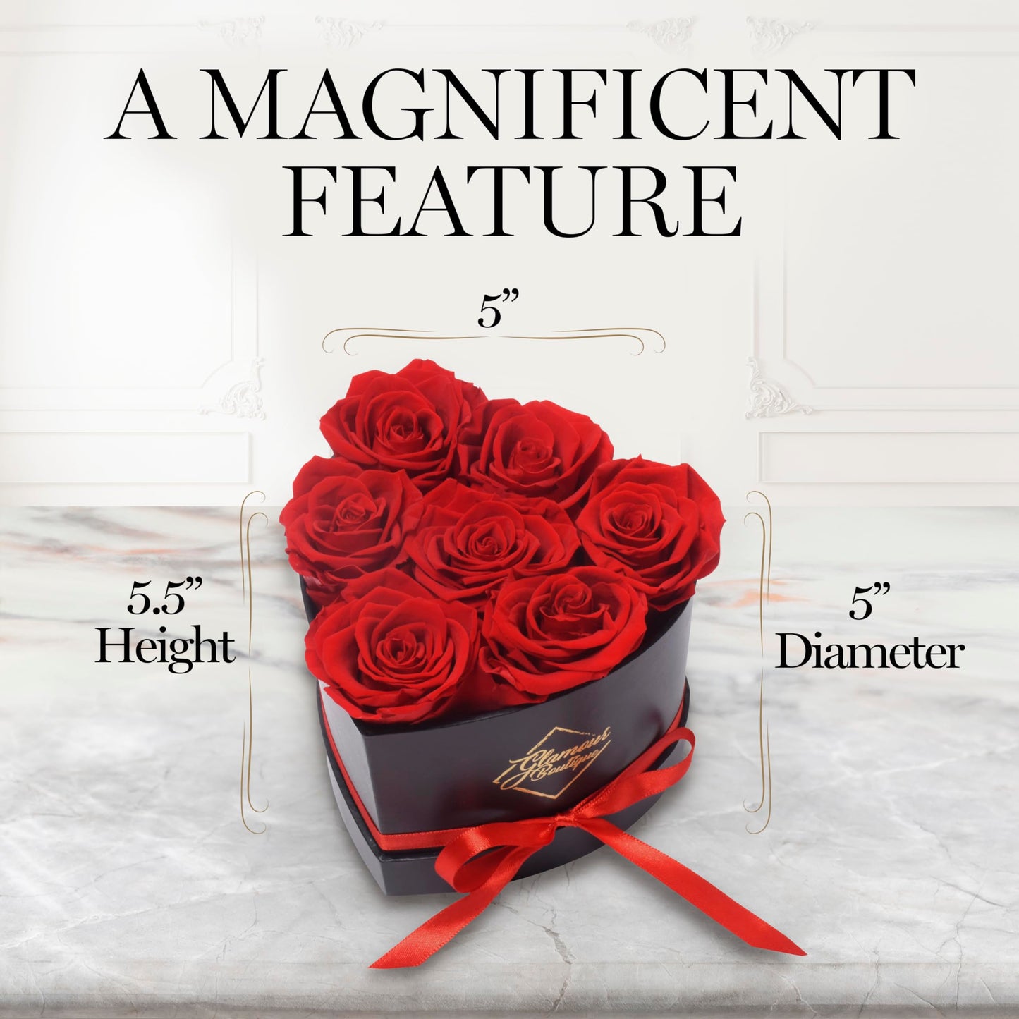 GLAMOUR BOUTIQUE 7 Flower Forever Heart Shape Box, Mothers Day Gift For Mom, Eternal Preserved Roses Gift for Her, Flowers bouquet, For Birthday, Anniversary, Girlfriend - Red