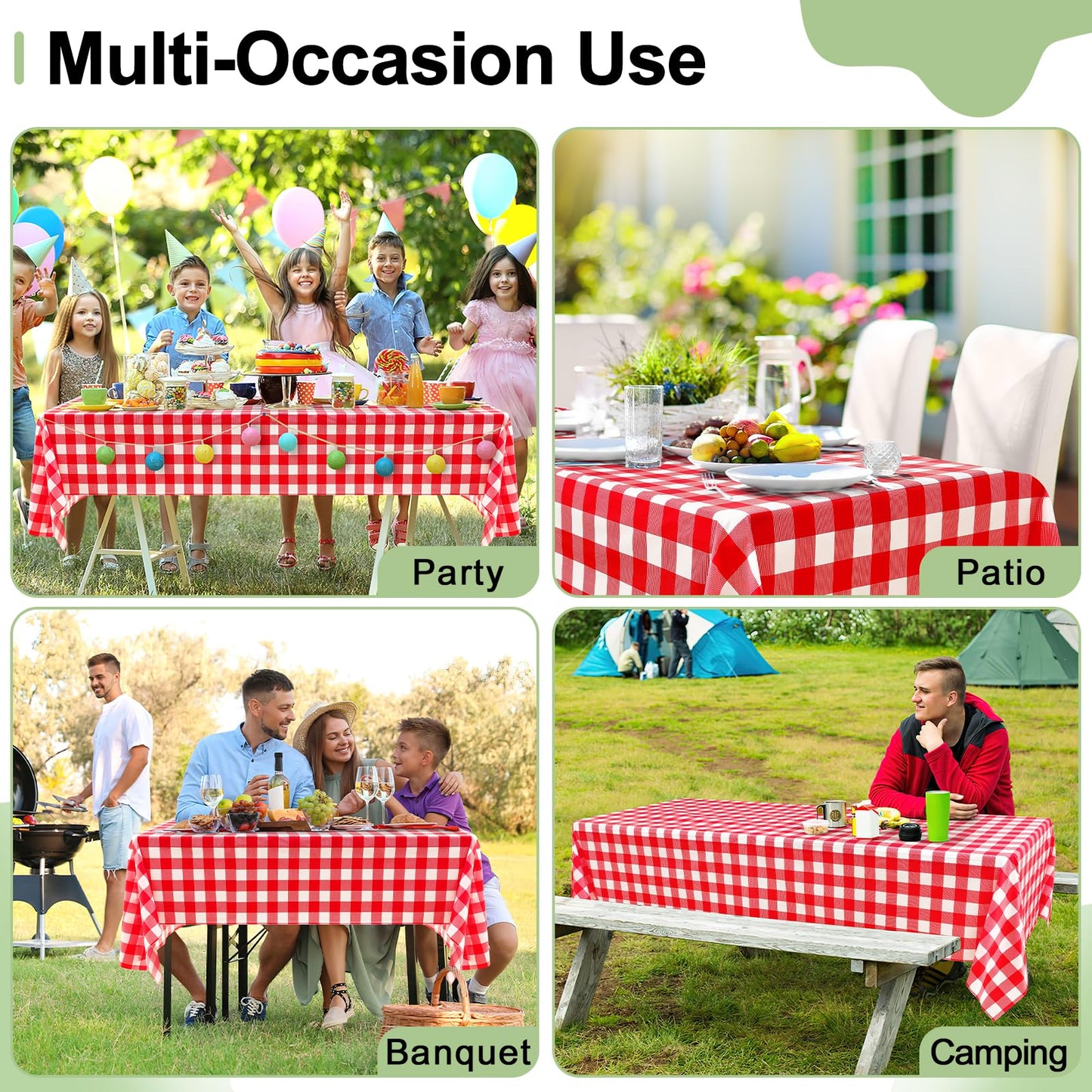 misaya 12 Packs Buffalo Disposable Table Cloth, 54 x 108 Inch Waterproof Plastic Tablecloth, Rectangle Red and White Checkered Table Covers for Picnic, Birthday, Party