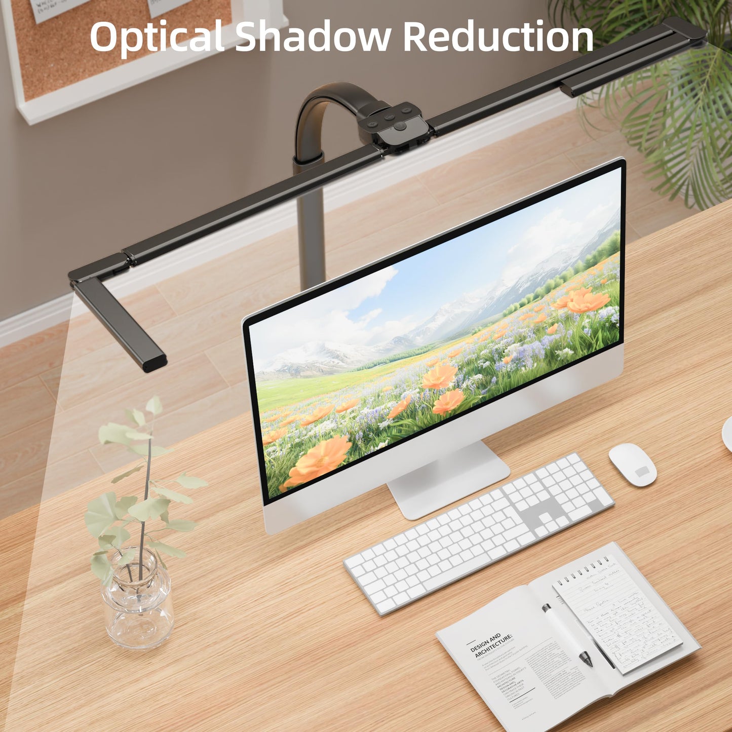 CJJFACA 24W LED Desk Lamp with Clamp, Eye-Care Adjustable Gooseneck Mission Light, Glare-Free Illumination, for Study, Reading, Workbench (Black)