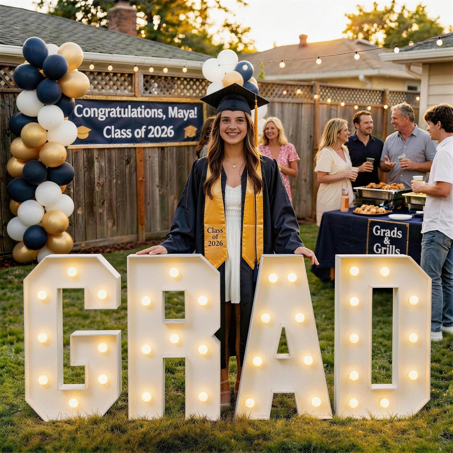 2026 Graduation Decorations - 2.3 FT Large PRE-CUT GRAD Marquee Letters Kit - Mosaic Foam Board Sign - Class of 2026 Congrats Party Supplies for Kindergarten Preschool High School College