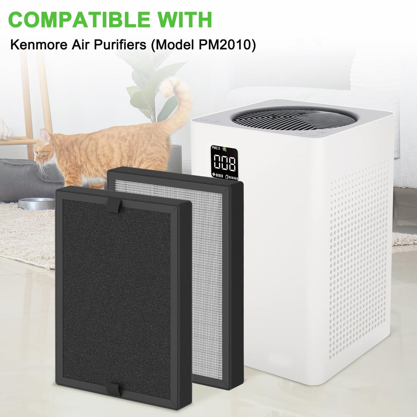KF250 Replacement Filter Compatible with Kenmore 1200e Series Air Purifier PM2010, 3-in-1 True HEPA Filter, 4 Pack