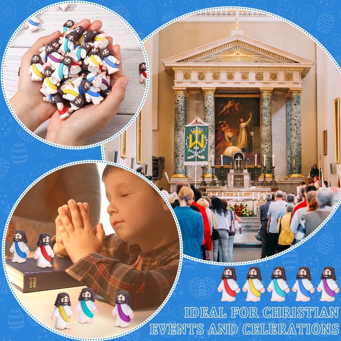 Barydat 300 Pcs Mini Jesus Figures Bulk Tiny Jesus Figurines Little Christ Savior Religious Party Favors Pocket to Hide and Seek for VBS 2026 Church Sunday School Baptism Gifts(Colorful)