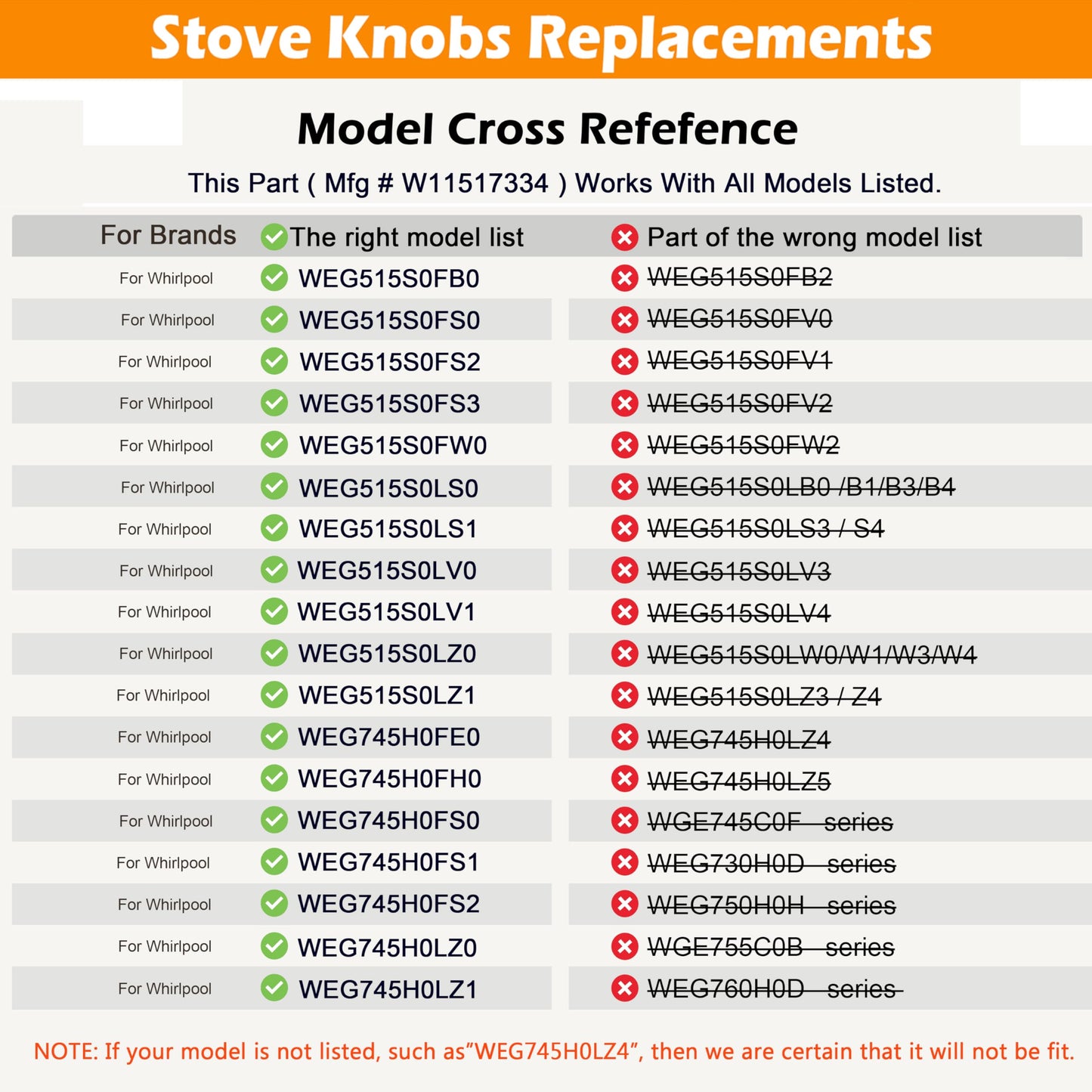 Upgraded (4Pcs) W11517334 Gas Stove Knobs Replacements for Whirlpool WEG515S0FS0/WEG515S0LZ1/WEG745H0FS1 Gas Ranges Oven Burner Cooktop Control Knobs, Replace Part W10850033/W11122869/W11458842
