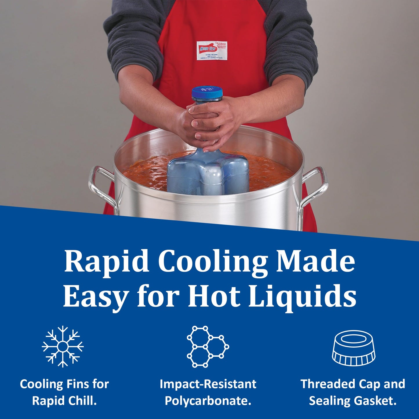 San Jamar Rapi-Kool Cold Paddle – Ice Wand for Cooling Soups and Hot Liquids in Restaurants and Kitchens, Durable Polycarbonate Design with Integrated Cooling Fins, 64 Ounces (Set of 2)
