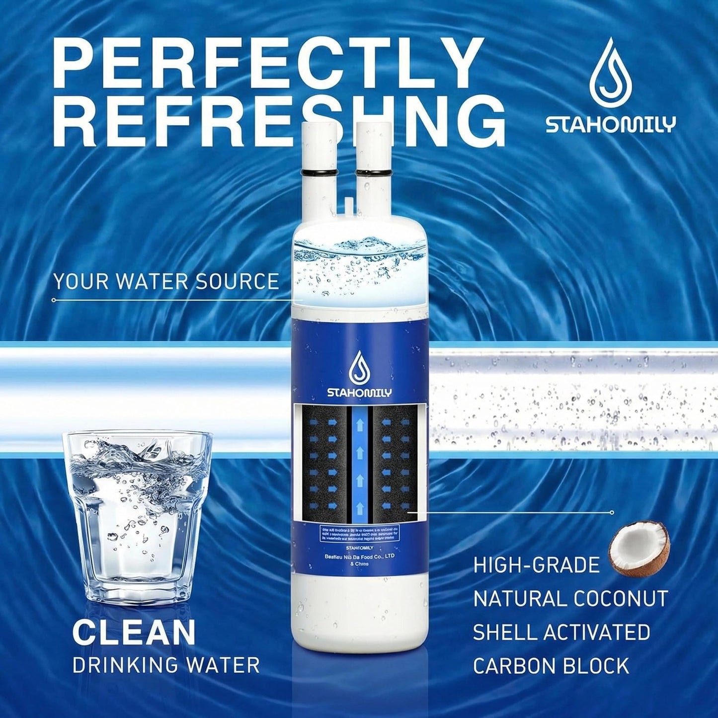 Replacement for WRS321SDHZ, WRS321SDHB, WRS321SDHW, WRS321SDHV Water Filter, Compatible with WRS571CIHZ, WRS325SDHB, WRS588FIHB, WRS315SDHZ, WRS555SIHZ, WRS311SDHM, WSF26C3EXF, WRF560SEHZ, 3 Pack