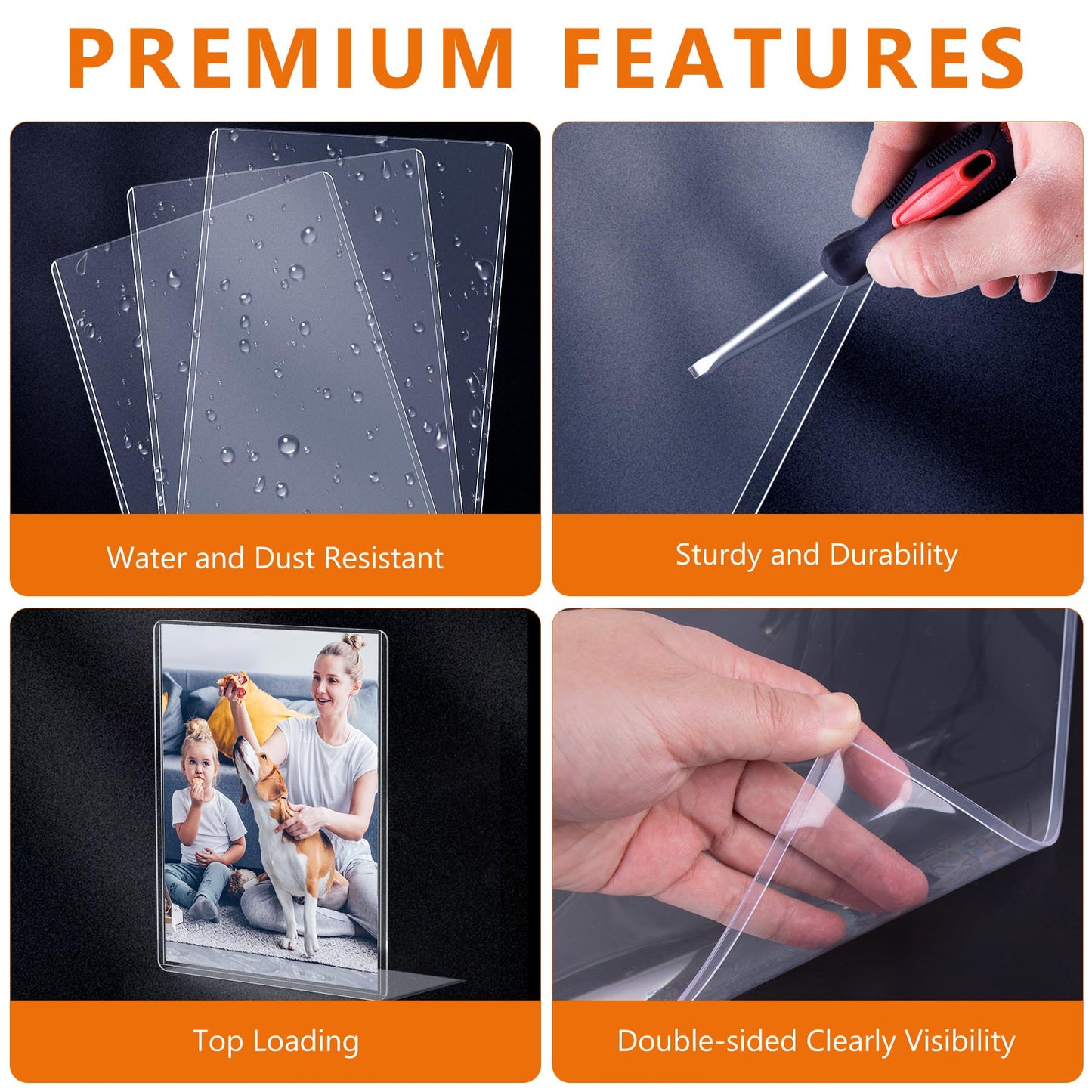 AKONEGE 50PCS 6" x 9" Rigid Print Protectors Clear Hard Plastic Large Card Sleeves for Jumbo Card, Top Loading Rigid Card Sheet Protectors for Postcards, Photos, Trading & Sports Cards