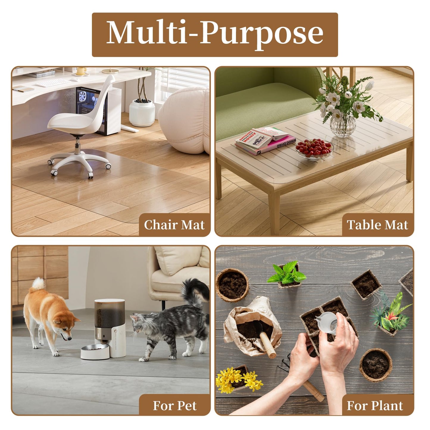 MESHDO Office Chair Mat for Hardwood Floor, 48" X 60" Desk Chair Mat for Hard Floors, PVC Clear Floor Protector for Home and Office Floor Mat - Can't be Used on Carpet