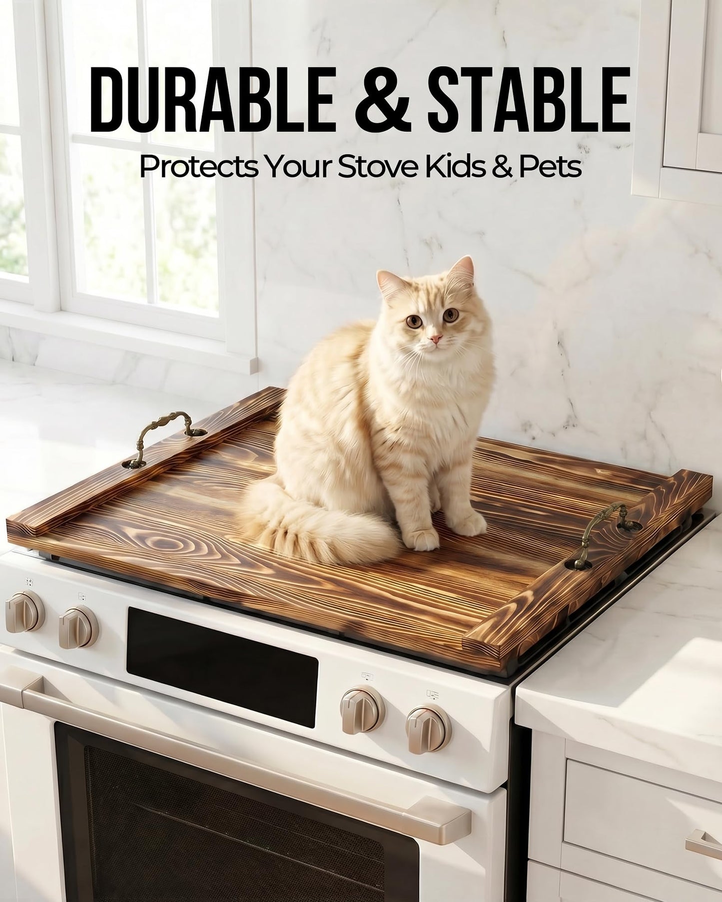 Natapai Natural Wood Noodle Board Stove Cover, Wooden Stove Top Cover for Electric and Gas Stove, Decorative Rustic Kitchen Serving Tray