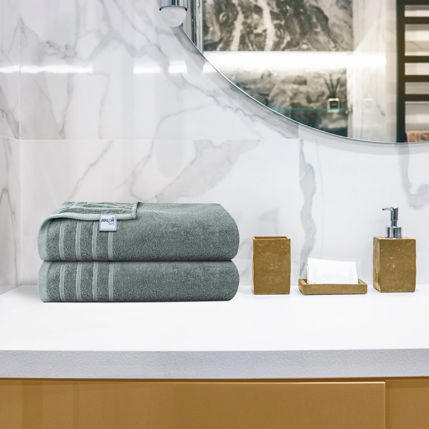 Avalon Towels Bath Towels Set of 4, Size 30 x 60 Inches - 60% Cotton, 40% Viscose Made from Bamboo, Soft and Absorbent, Quick Drying, Lightweight, Perfect for Daily Use