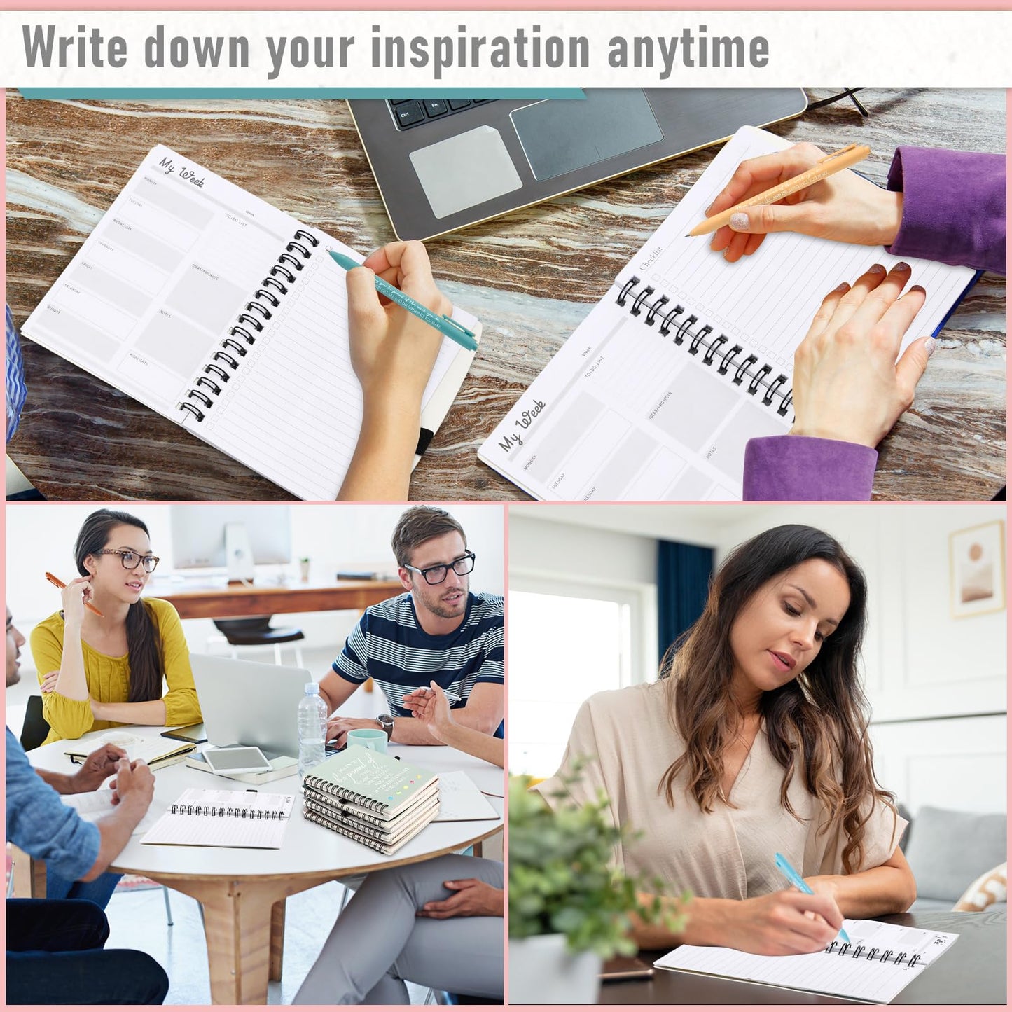 Resurhang 48 Pcs/24 Set End of The Year Teacher Appreciation Gifts Graduation Gift A6 Spiral Notebook with Ballpoint Pen Inspirational Journal for Staff Cna Week Gift(Light Color,May You)