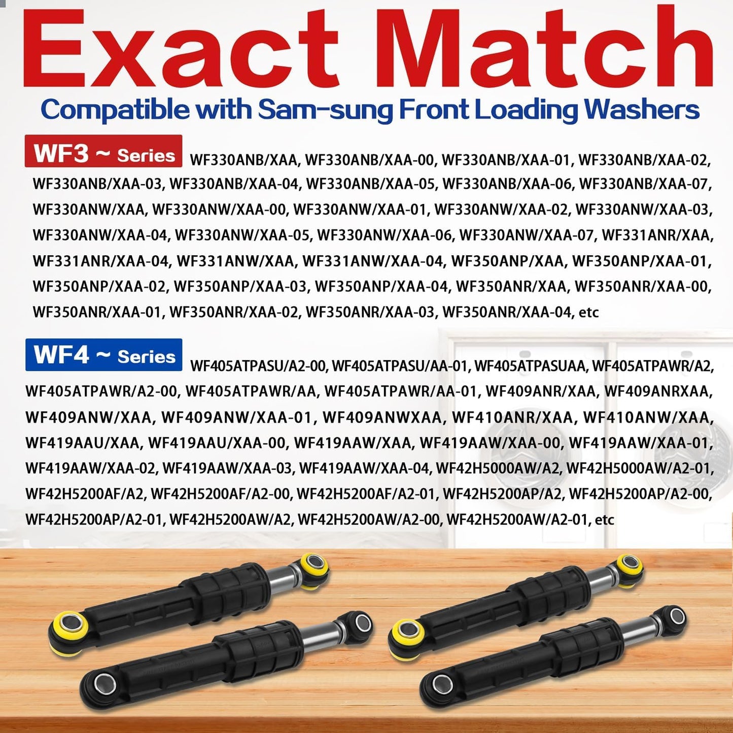 WF50K7500AV/A2 WF42H5200AP/A2 Washer Shock Absorber Kit, Fit for Sam-sung Models WF45N5300AV/US WF42H5200AW/A2 WF42H5000AW/A2 WF45H6300AG/A2 WF42H5200AF/A2 WF45N5300AW/US WF45K6500AW/A2 WF50K7500AW/A2