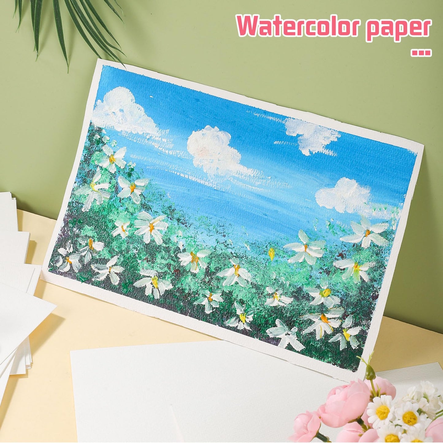 120 Sheets Watercolor Paper 8.5 x 11, 140 lb/300 GSM Cold Press Watercolor Paper Bulk White Water Color Paper for Kids Child Students Adults Artists Drawing