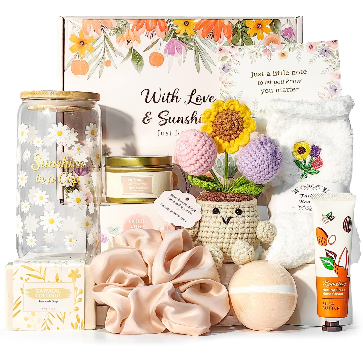 MHSMHL Gift Baskets for Women, Birthday Gifts for Mom Wife Grandma Daughter Self Care Spa Gift Set, Sending Sunshine Thinking of You Gifts for Christmas Best Friend, Sister, Teacher, Coworker