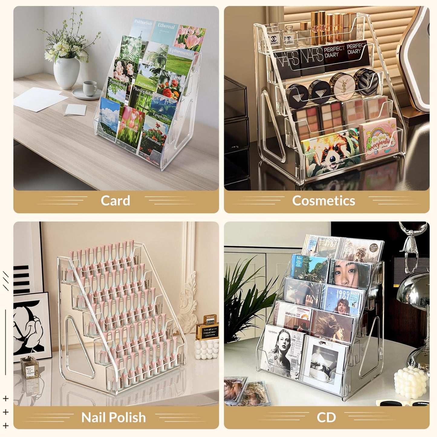 TrendTrust Trading Card Display Stand, Vertical Holder for Baseball Basketball Sports Graded Card Display Stand Tabletop for PSA BGS SGC Slabs, Snap-On Assembly(5 Tier, 2 Pack)
