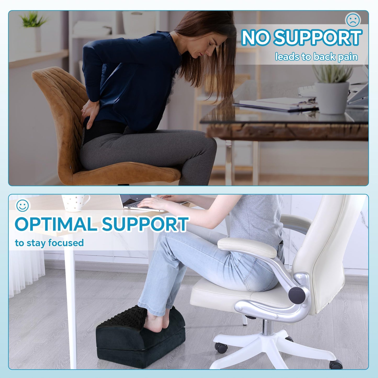ROYALAY Adjustable Foot Rest for Under Desk at Work with Feet Warm Pocket, Ergonomic Foot Stools for Under Office Desk, Leg Rest for Desk with Machine Washable Cover