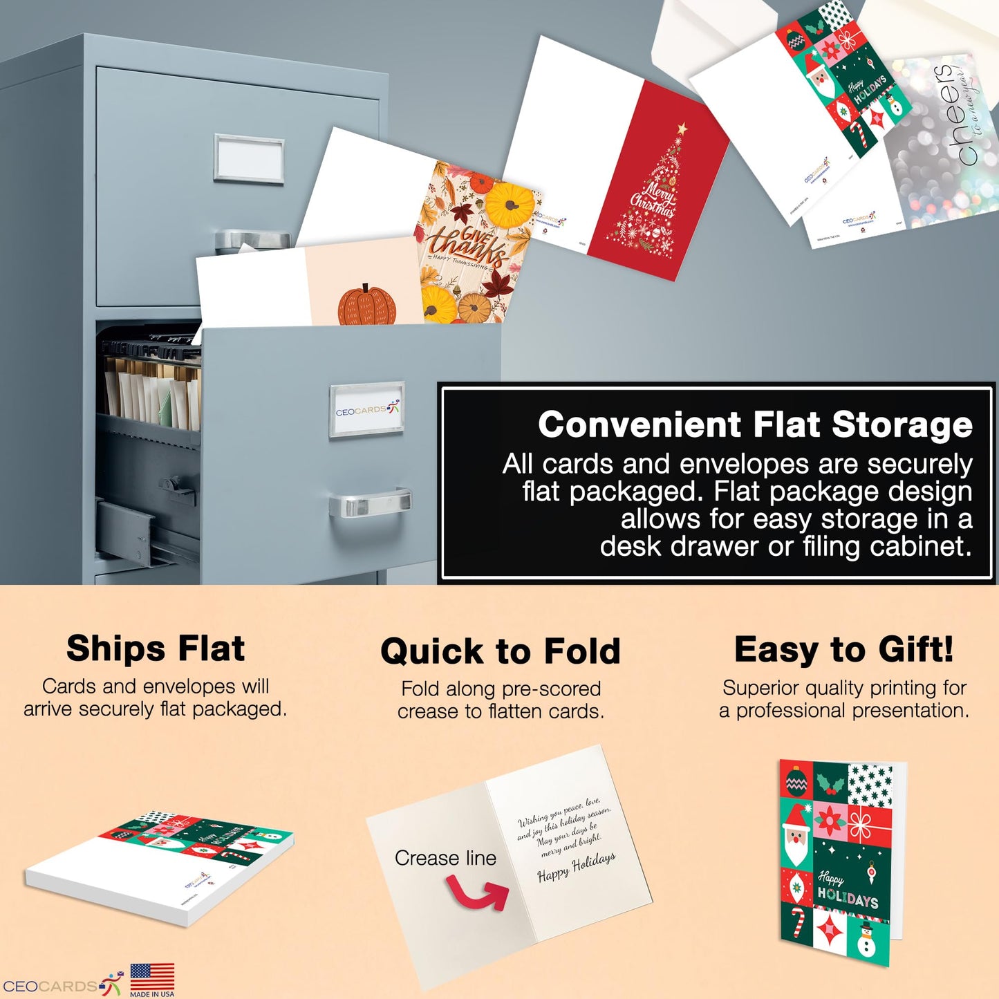 Happy Birthday Cards with Envelopes (25 Variety Pack – 5 Designs) Creative Bulk Birthday Card Set for Family & Business (5x7 inch – A7) Office, Work, Coworkers, Employees, Clients (VP2410) Made in USA