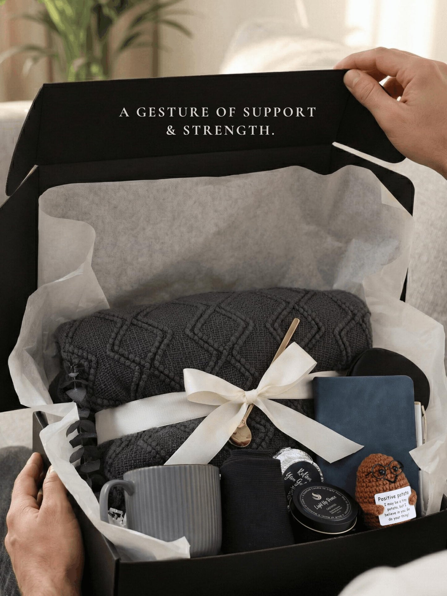 CASTATEO Get Well Soon Gift Baskets for Men&Women- Self Care Package/Brithday - After Surgery Recovery, Sympathy Gifts for Loss, Thinking of You/Grief/Bereavement/Miscarriage Gifts (Grey & Navy Blue)