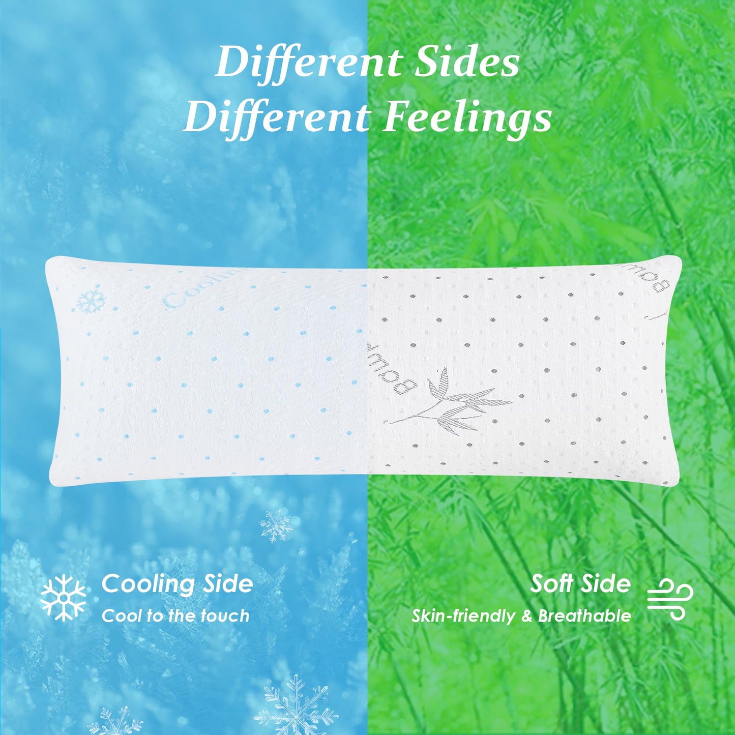 Dreamood Cooling Body Pillow with Pillowcase, Adjustable Shredded Memory Foam Pregnancy Long Full Bed Body Pillows for Adults Side Sleeper - with Washable Soft Cooling Double-Sided Cover, 20x54 inch